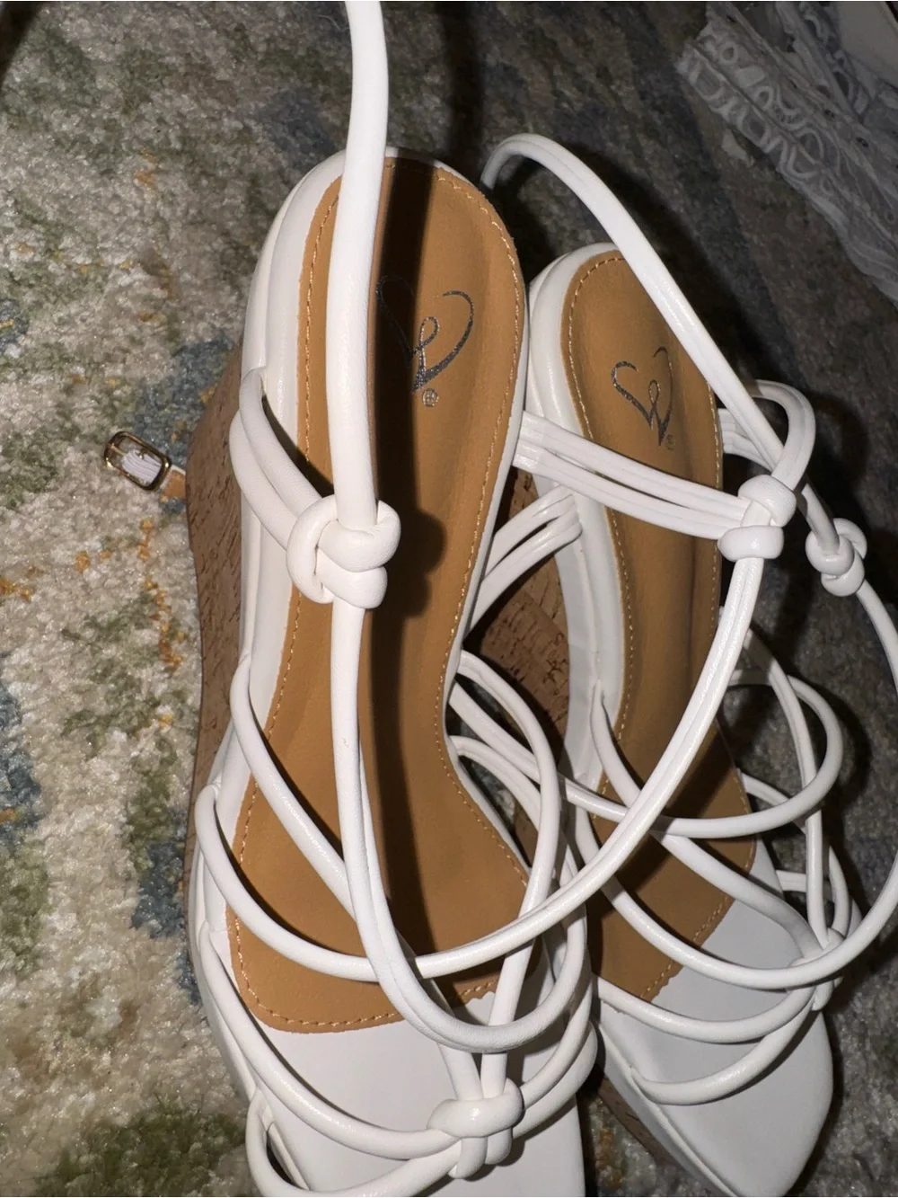 Windsor White Strappy Knot Wedge Sandals